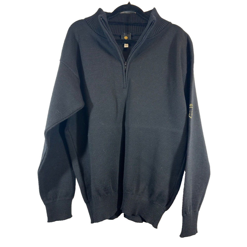 Men's DESCENTE 1/4 Zip Sweater Jacket Wool Black Crewneck S Ski Knitwear D48